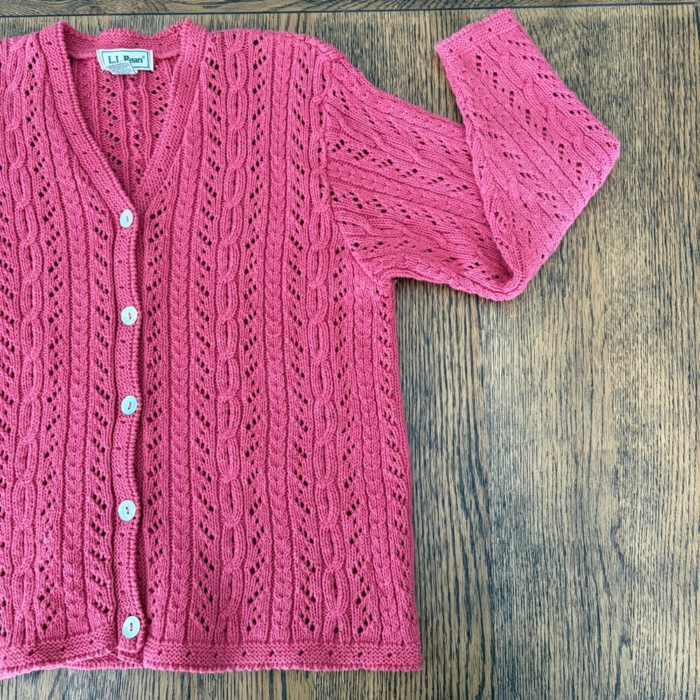 L.L. Bean Women's Vintage Pink Cable Knit Sweater